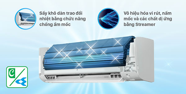 Máy lạnh Daikin Inverter 1 HP FTKZ25VVMV - chức năng chống ẩm mốc kết hợp Streamer