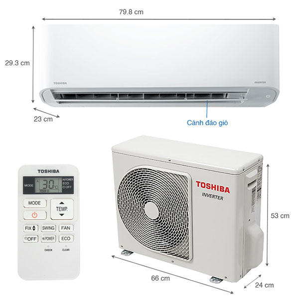 Máy lạnh Toshiba Inverter 1.5 HP RAS-H13C3KCVG-V - Nhập khẩu nguyên chiếc từ Thái Lan