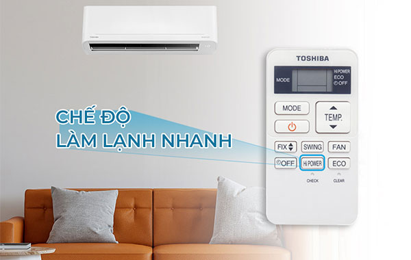Máy lạnh Toshiba Inverter 1.5 HP RAS-H13C4KCVG-V - Chế độ làm lạnh nhanh Hi Power