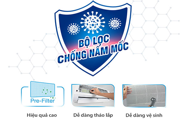 Máy lạnh Toshiba Inverter 2 HP RAS-H18C4KCVG-V - Bộ lọc chống nấm mốc